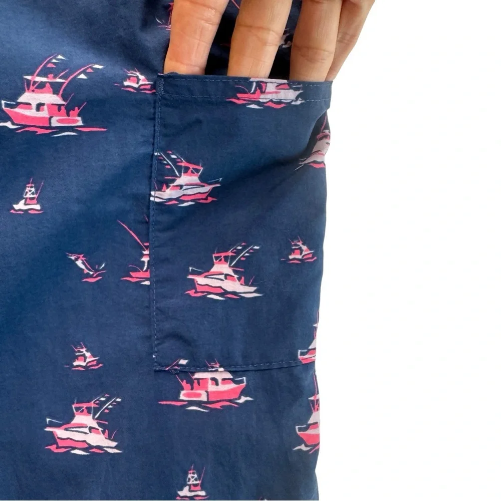 Columbia PFG Blue w/ Pink Sail Boats Swim Trunks Fishing Mesh Shorts Men XXL 134